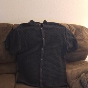 INC International Concepts Black Casual Button Down Shirt